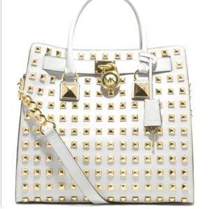 Michael Kors Hamilton Bag White And Gold